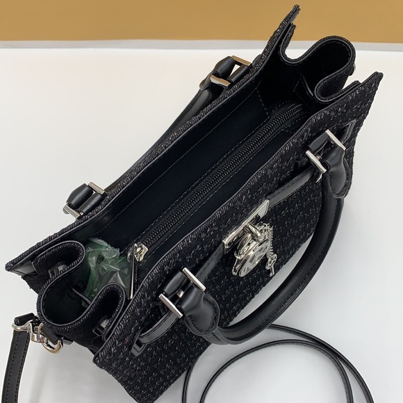 Michael Kors Hamilton Small Logo Embossed Washed Denim Satchel black color - Picture 6 of 15